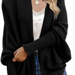 Women's Kimono Batwing Cable Knitted Slouchy Oversized Wrap Cardigan Sweater S