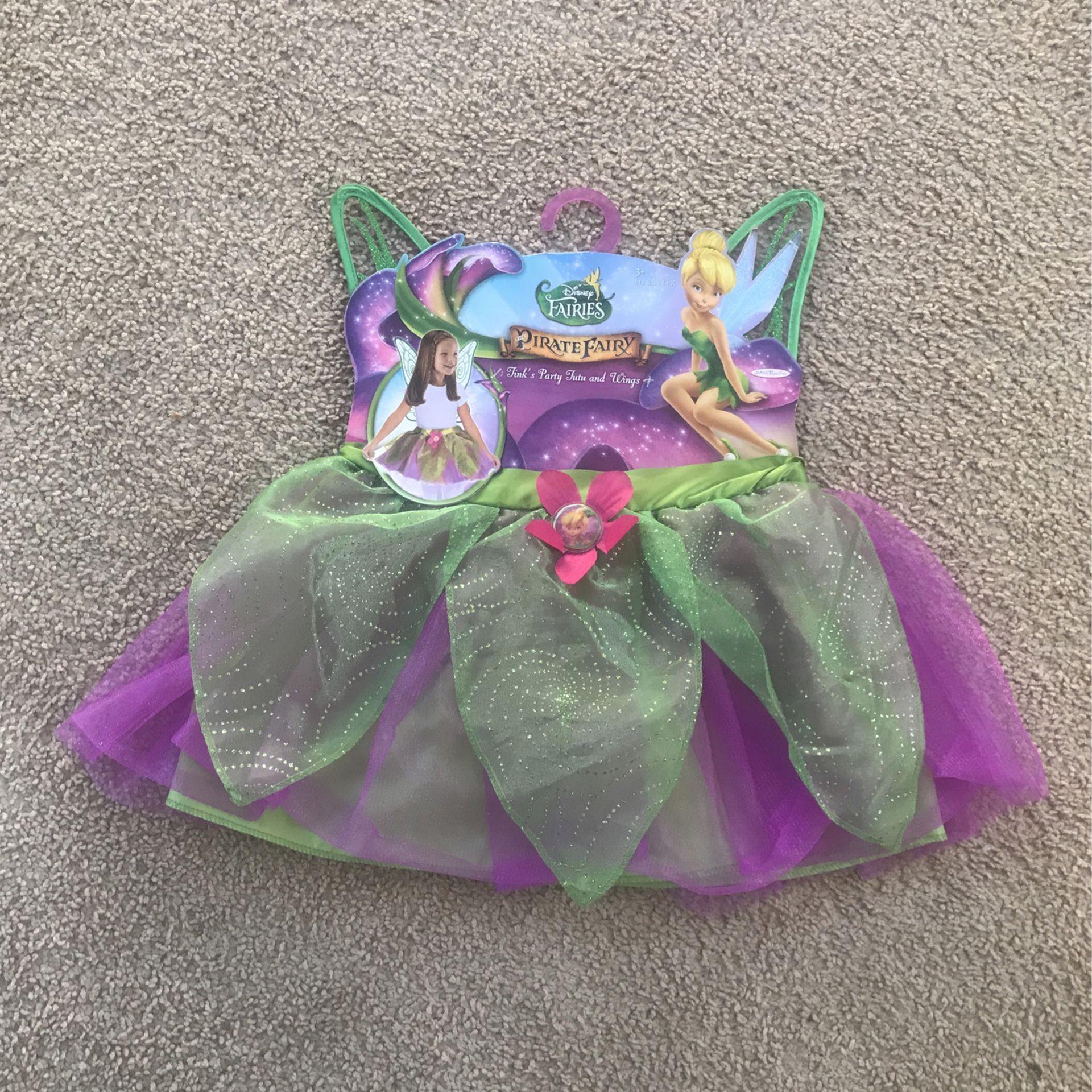 Disney Halloween Tinkerbell Pirate Fairy Tutu & Wings Costume Size 4-6X New
