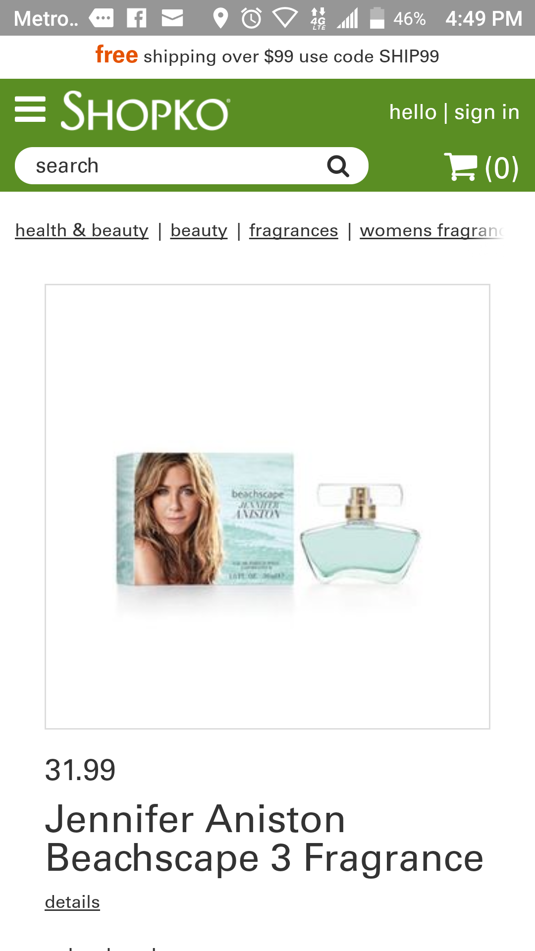 Beachscape Jennifer Aniston perfume 1.0 Fl.oz 30ml