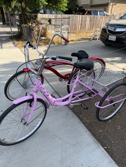 Pink Adult Tricycle with Rear Basket