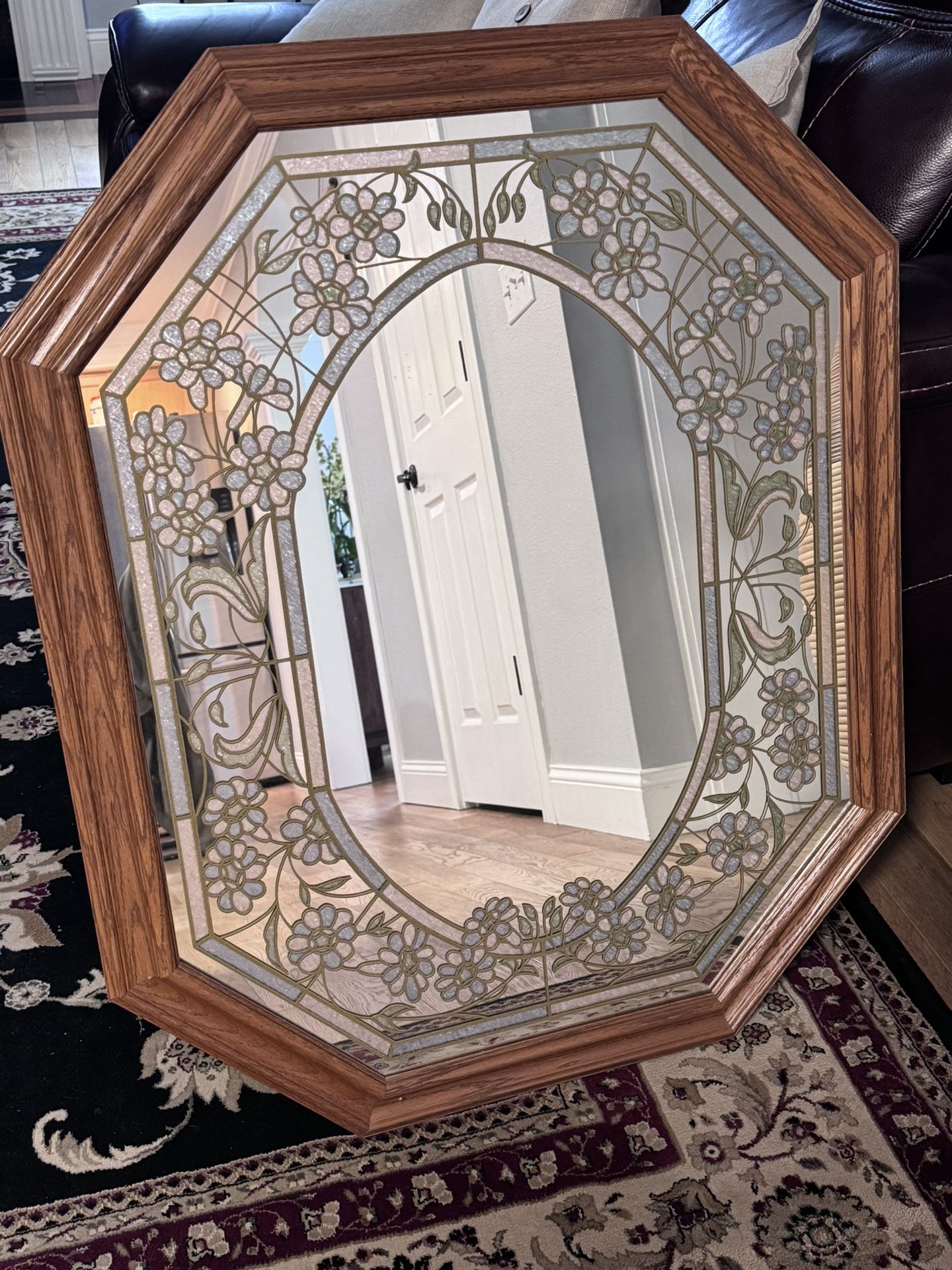 Vintage Windsor Art Vintage Mirror Color Etched Glass Large Wall Mirror