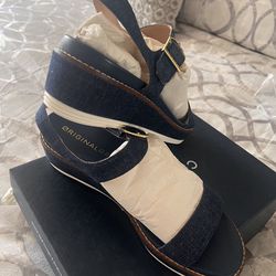 Cole Haan Denim Wedge Sandals 8.5 New Brand new in box 