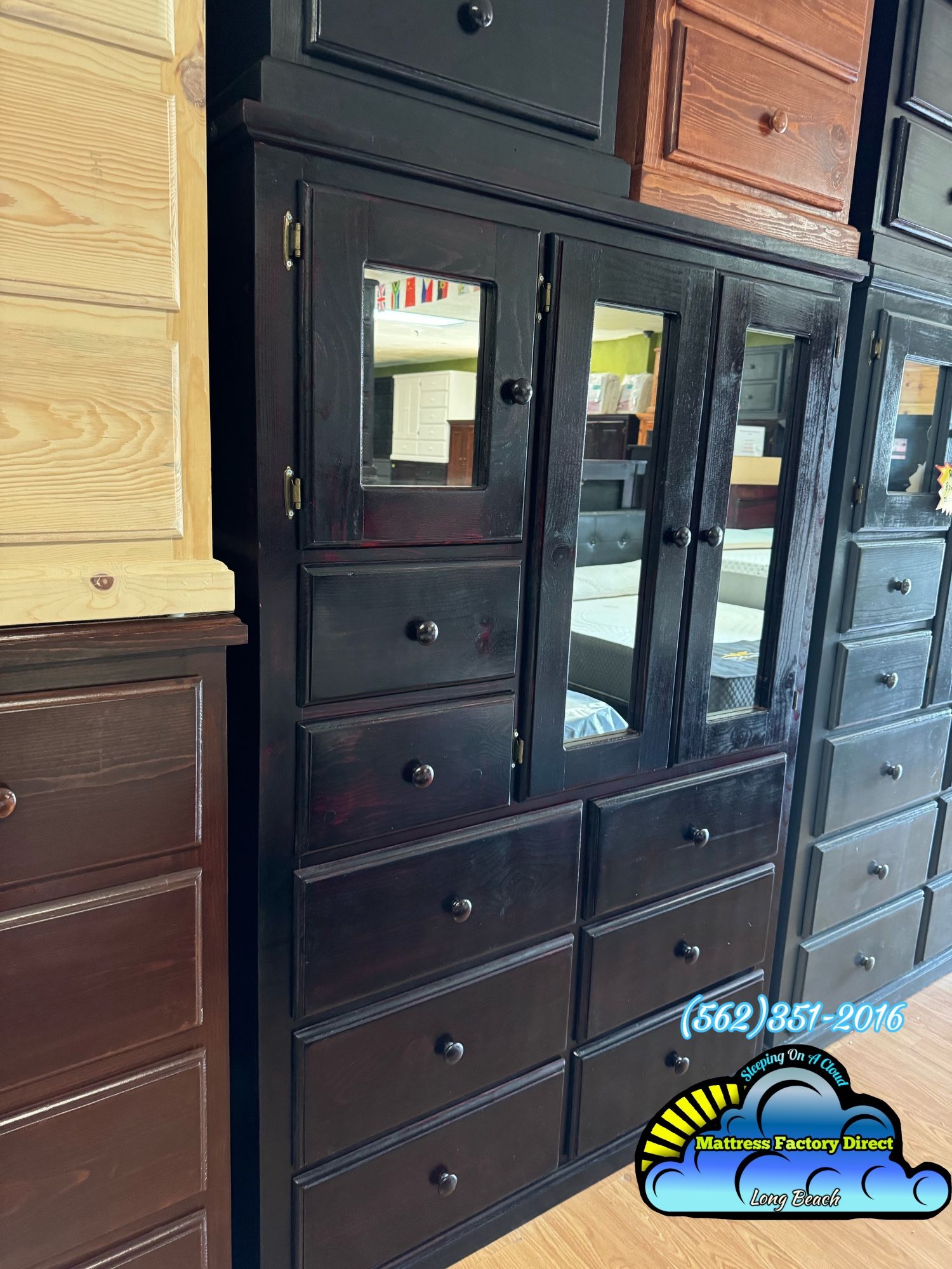 Cherry Closet 8 Drawer With Mirror Wardrobe