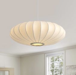Gorgeous 20 Inch White Imitation Silk Bubble Pendant Light Fixture.
