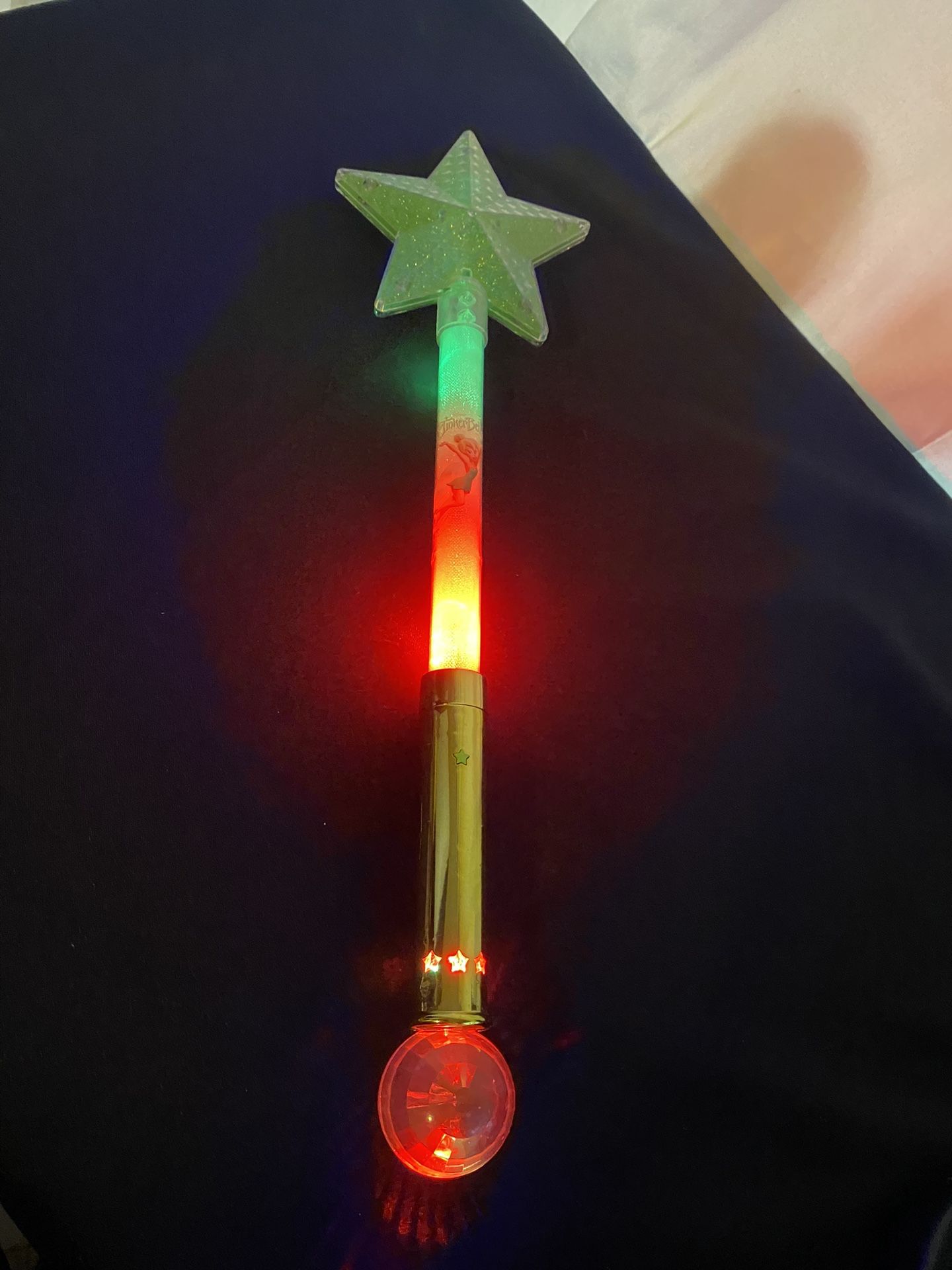 Disney Parks Tinker Bell Star Light-Up Septor Glow Wand Color Changing Works