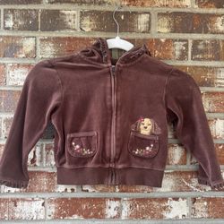 Gymboree Primrose Brown Puppy Zip up Hooded Jacket 
