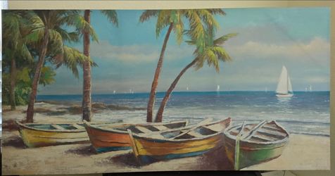 Large Tropical Beach Canvas Wall Art Set (53” x 26.5”)