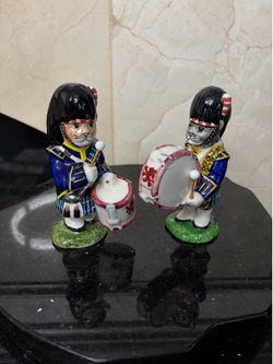 Two Porcelain Cat Figurines MacKatt Tenor Drum by Loch Lomond 5.5”