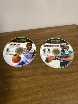 XBox NCAA 06 March Madness. &. Madden NFL 06.   Both rated E. 