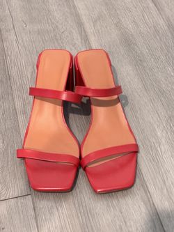 Elegant Red Strappy Heels - Standals-Size 36