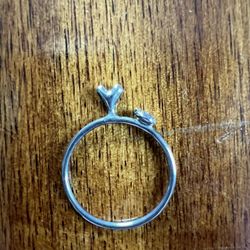 Dainty Silver Ring with Heart Design and Ladybug