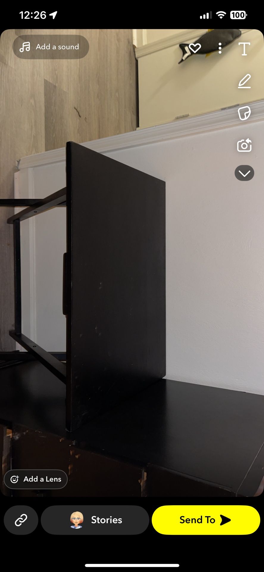 Black Wooden Folding Table 