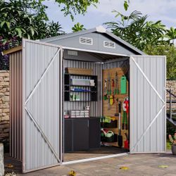new 4x6 Ft Metal Storage Shed —-brown