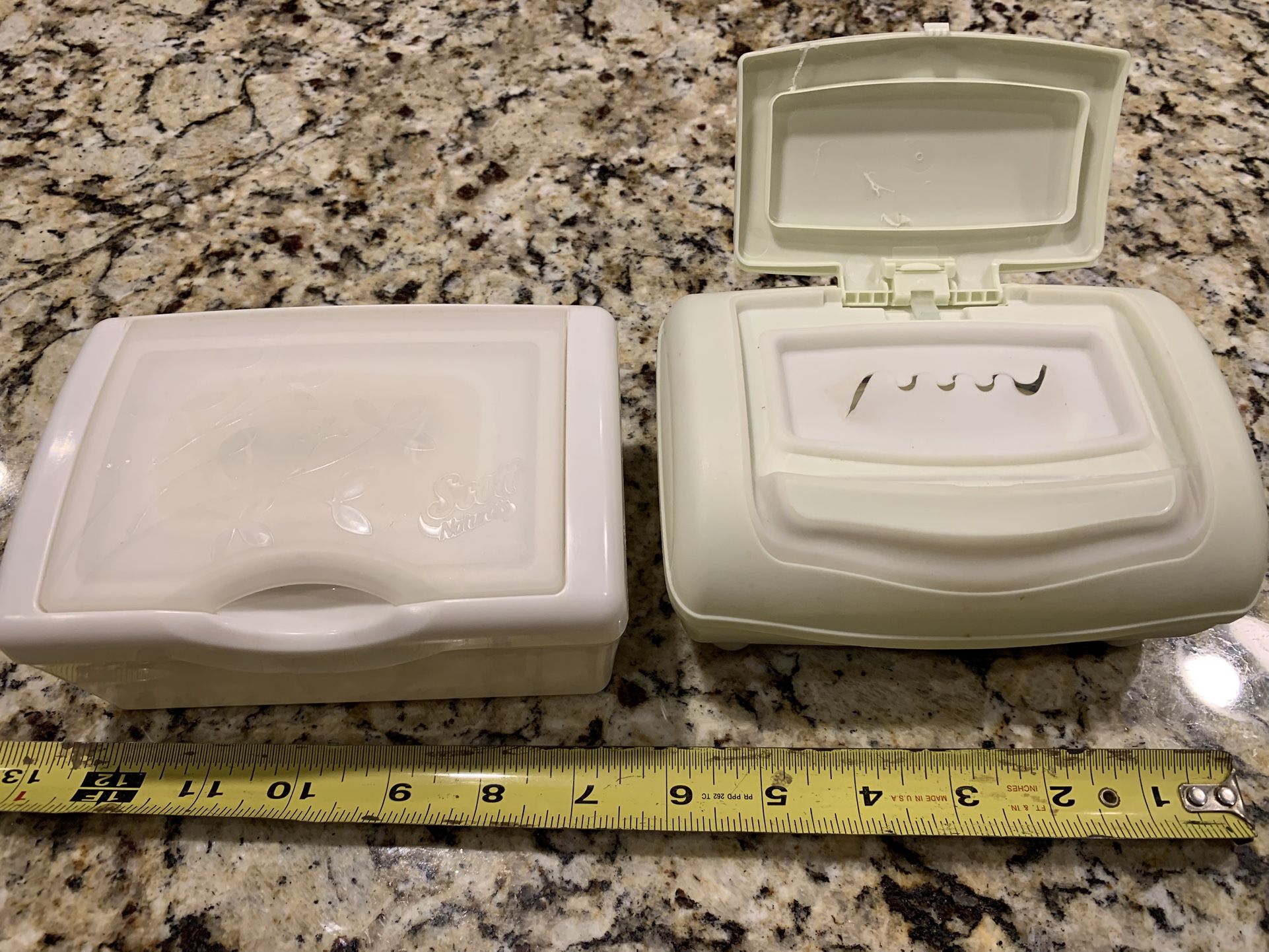 2 Flushable / Baby Wipes Storage Dispensers W/ Flip Lids, Easy Load & Clean, Discreetly Stores The Wipes.
