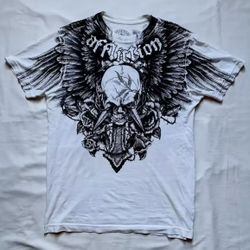 White Tee With Wings And Cross