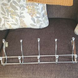 Chrome Clothes Rack; 5 Double Hook Over The Door Hangers