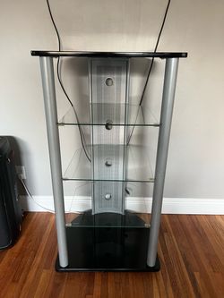 Modern Glass and Metal 5-Tier Media Stand