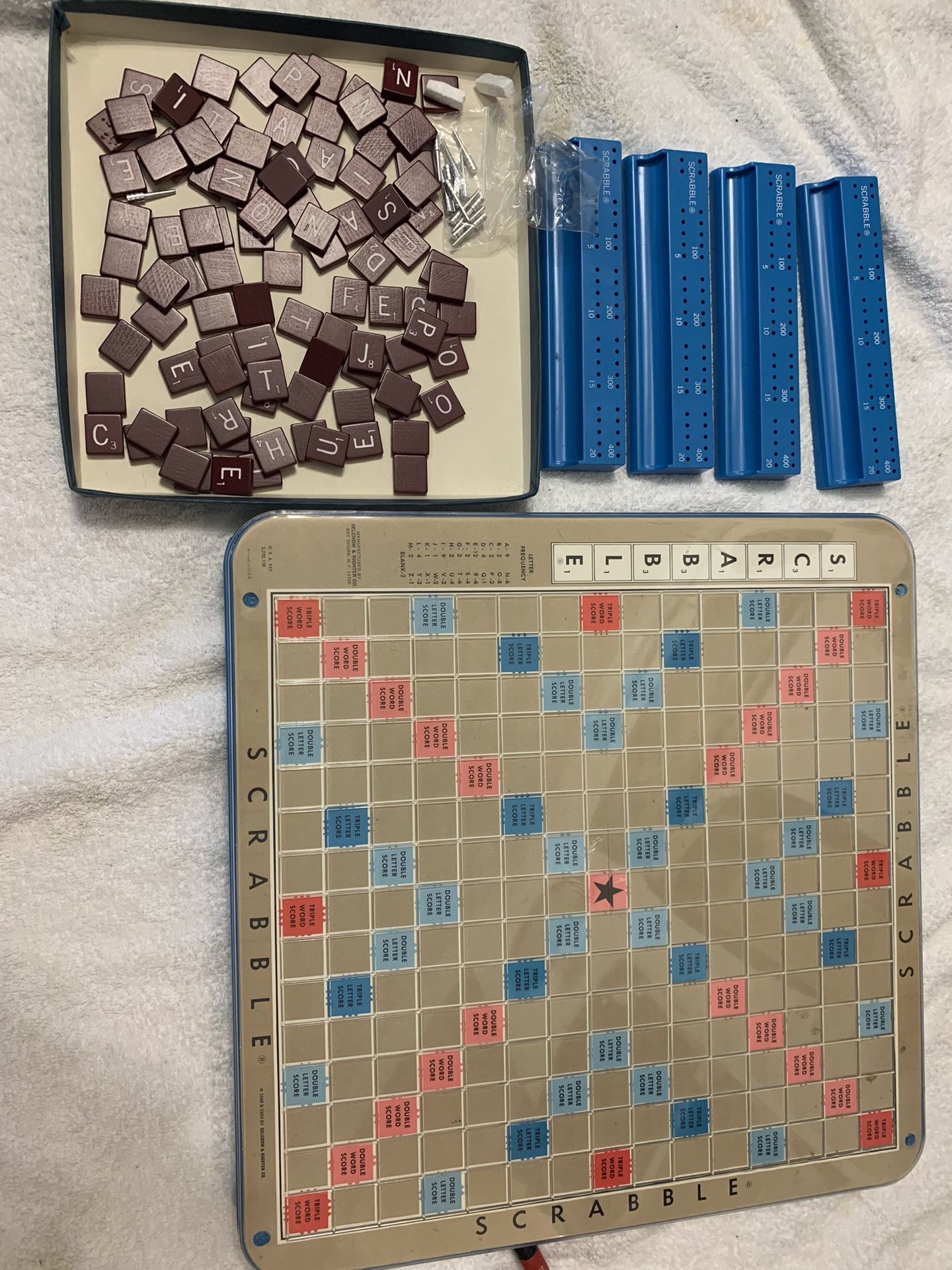 Scrabble Deluxe Edition Turntable Crossword Game - Selchow & Righter - 1970s - Rotating Board - Family Game Night