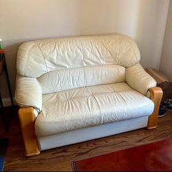 Leather loveseat couch - White