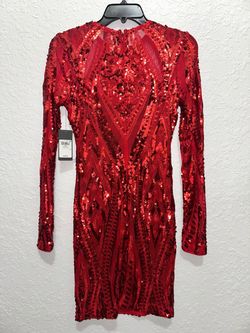 Red Guess Long Sleeve Mini Dress