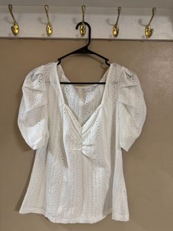 White Eyelet Puff Sleeve Blouse