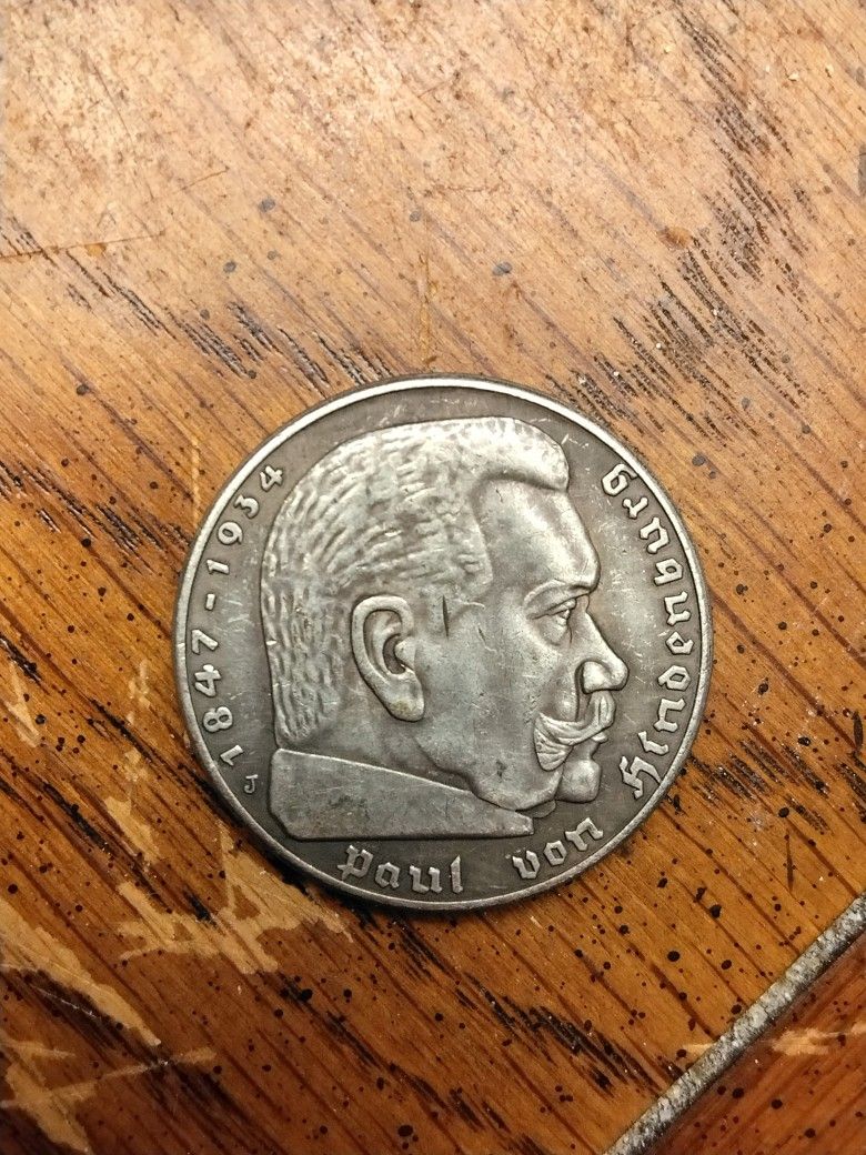 Rare J Mint Mark 1936 5 Reichsmarks