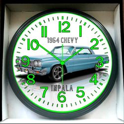 1964 Chevy Impala SS Glow In The Dark Wall Clock New!