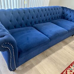 Navy Blue Velvet Sofa 