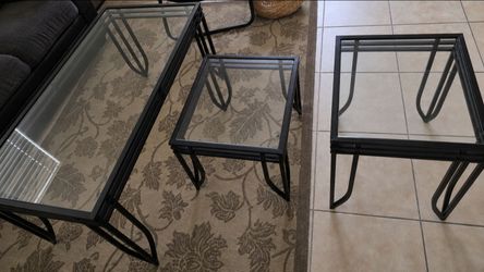 3 glass tables