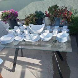 Glass Table With Dinnerware Set