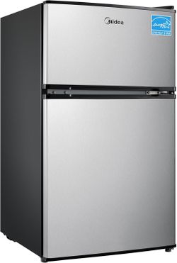Midea WHD-113FSS1 - Double Door Mini Fridge With Freezer 