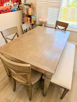 Modern Farmhouse solid wood dining table set originally from Macy’s
