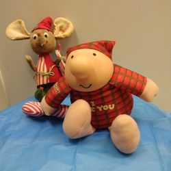Vintage Small Christmas Plush Dolls, Ziggy, Jose Mouse 