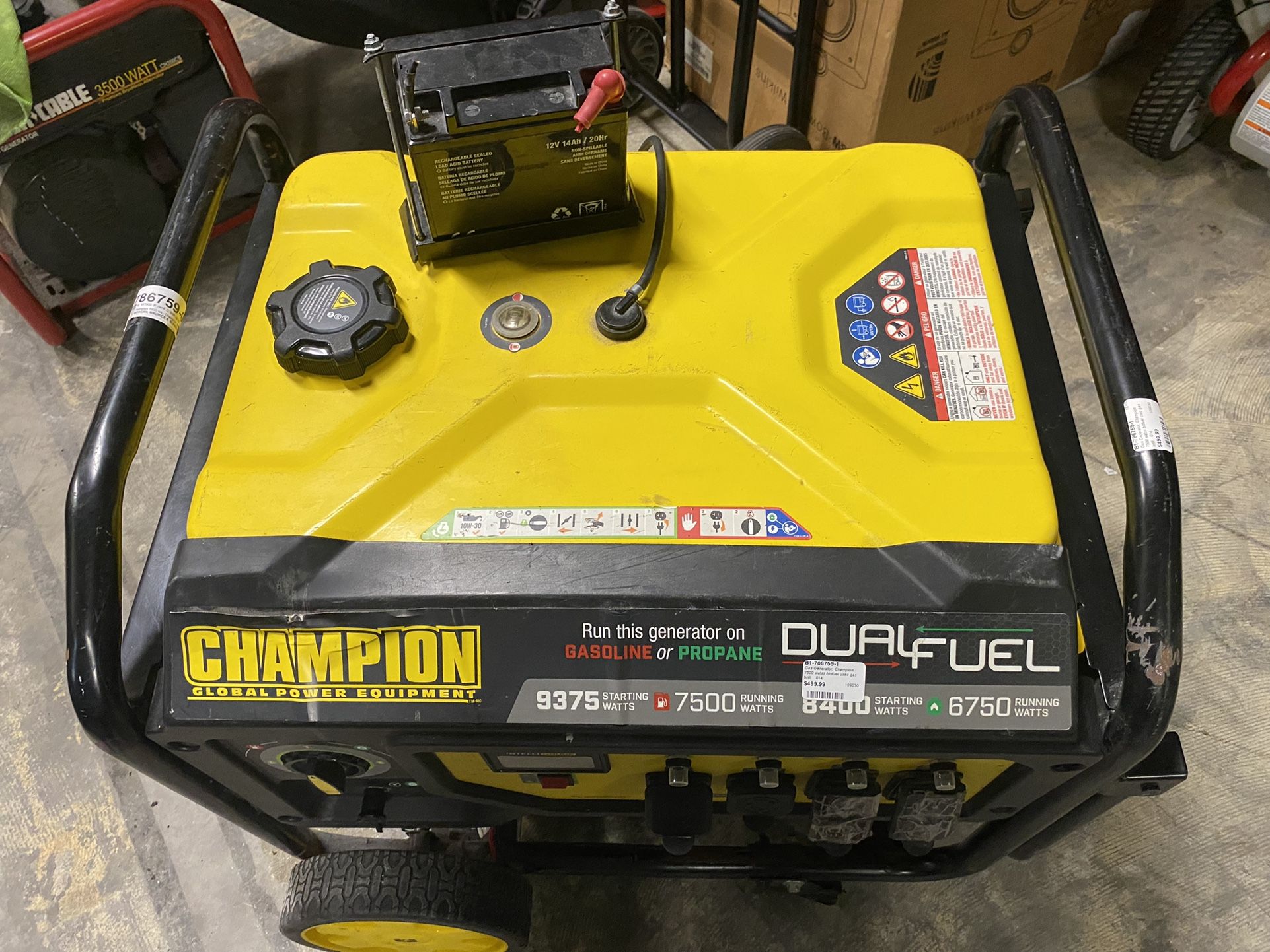 Champion Dual Fuel Gas/propane Generator 9375/7500 Watts