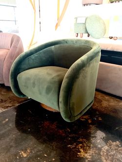 Green Velvet Barrel Accent Chair