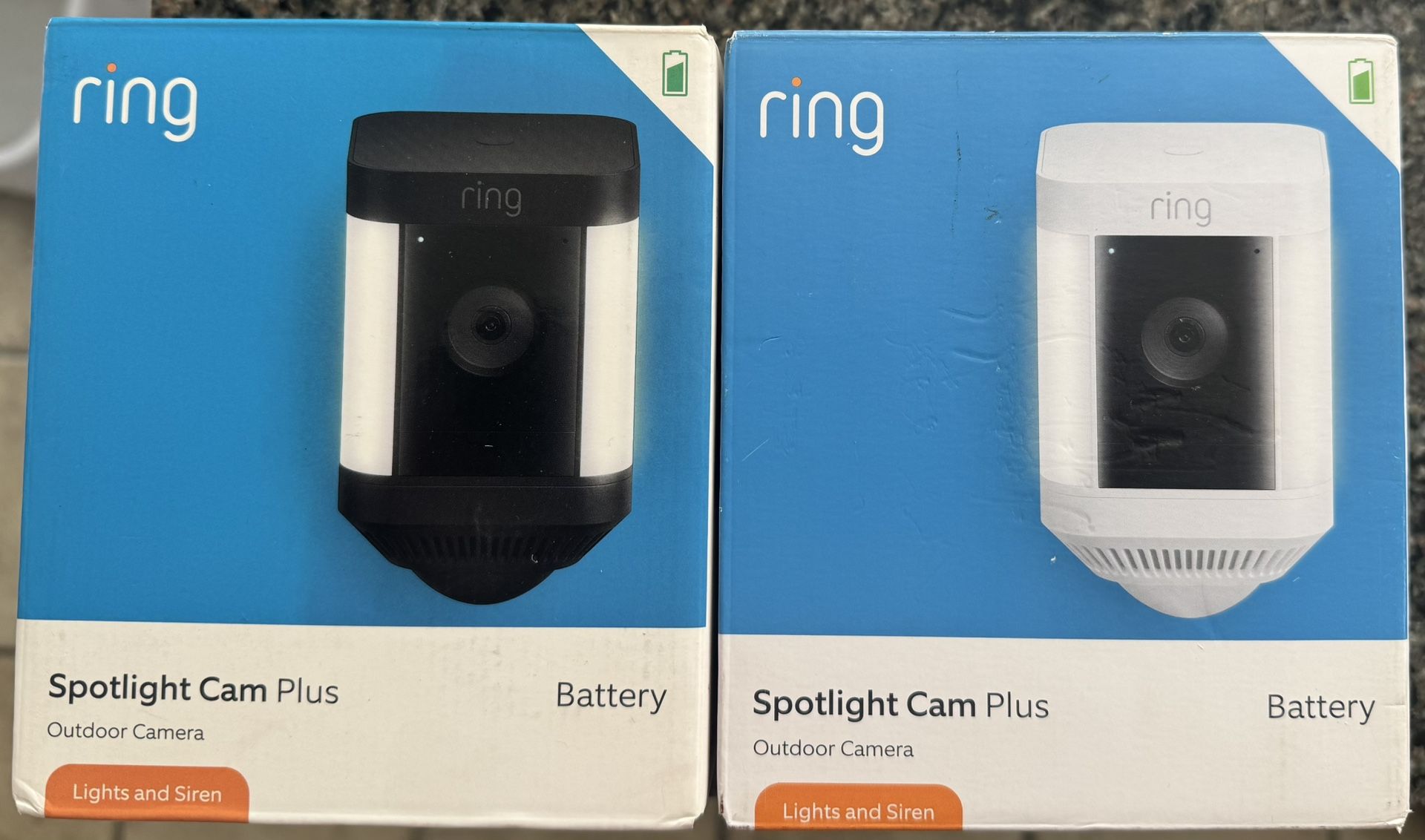 Ring Spotlight Cam Plus Battery Outdoor Security Cameras 2-Pack (Black & White)