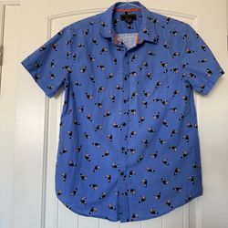 🌴 Tropical Toucan Print Short Sleeve Button-Down Shirt – Men’s Large
