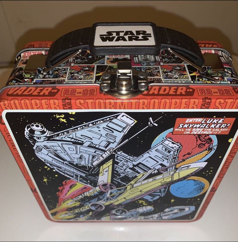 STAR WARS Luke Skywalker Comic Strip Lunch Box /Metal Movie Tin Box - (5.5" x 5.5" ) NEW ITEM -PRICE FIRM