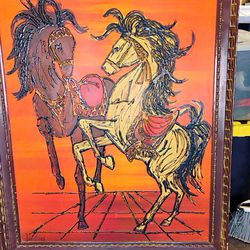Antique Legit Horses Painting By Lee Burr