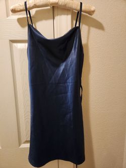 Womens blue cocktail slip scoop chest dress