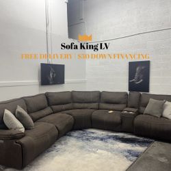 Free Delivery* Like New Dark Brown Microfiber Sectional Sofa with Recliners! 