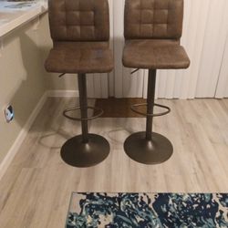 Bar Stools - Adjustable Height - PU Leather 