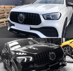 For Mercedes Benz GLE W167 2020-ON w/Camera ALL Black Front Grille GTR Grill
