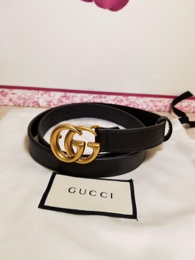 Gucci Black Skinny Belt 0.80" Authentic