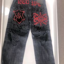NWT Rare Red Ape Embroidery Denim Jeans