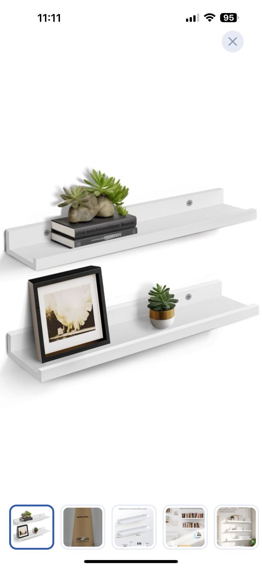 24” White Floating Shelves