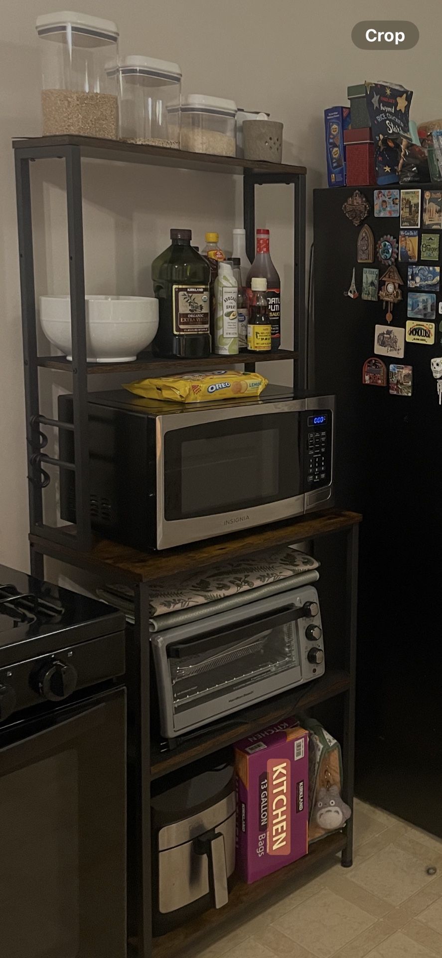 VASAGLE Baker's Rack Microwave Oven Stand Kitchen Tall Utility Storage Shelf 6 Hooks and Metal Frame