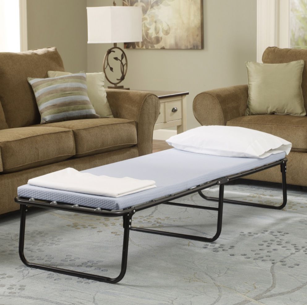 Folding Guest Bed Cot With Memory Foam Mattress - New