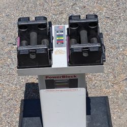 PowerBlock Adjustable Dumbbell Set 40LB Total w/ Stand - Made in USA

