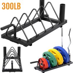 Yaheetech Horizontal Weight Lifting Barbell Bumper Plate Rack Holder